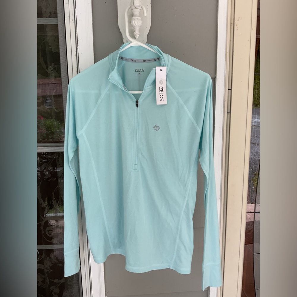 Zelos Women Aqua Zip Coast Long Sleeve Top Shirt Retail Belks $45.00 active ware